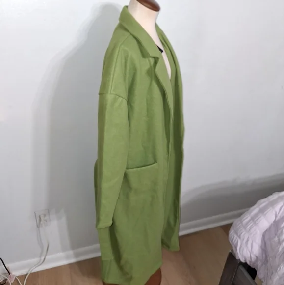 Fashion Nova Green Long Trench Coat - Picture 6 of 9